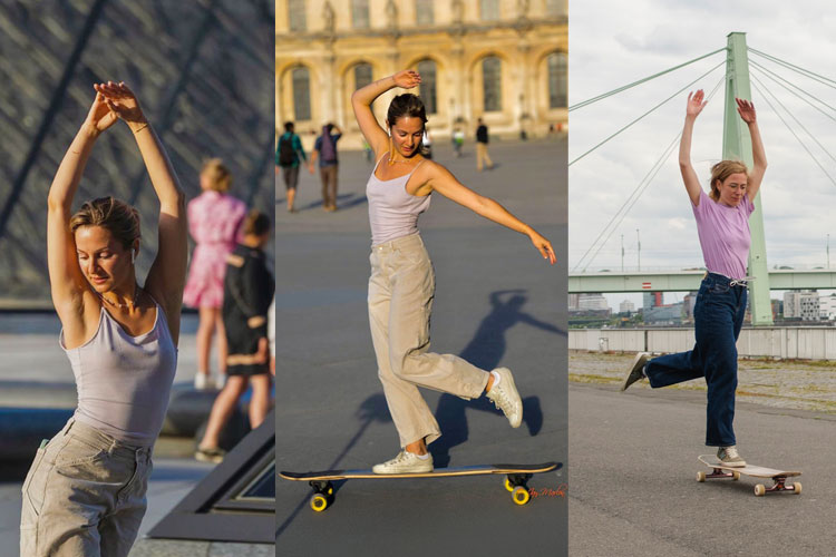The participants of the Longboard Camp are sitting together at dinner table